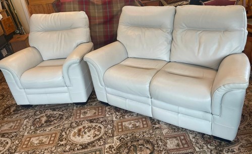 White leather suite - leather,
